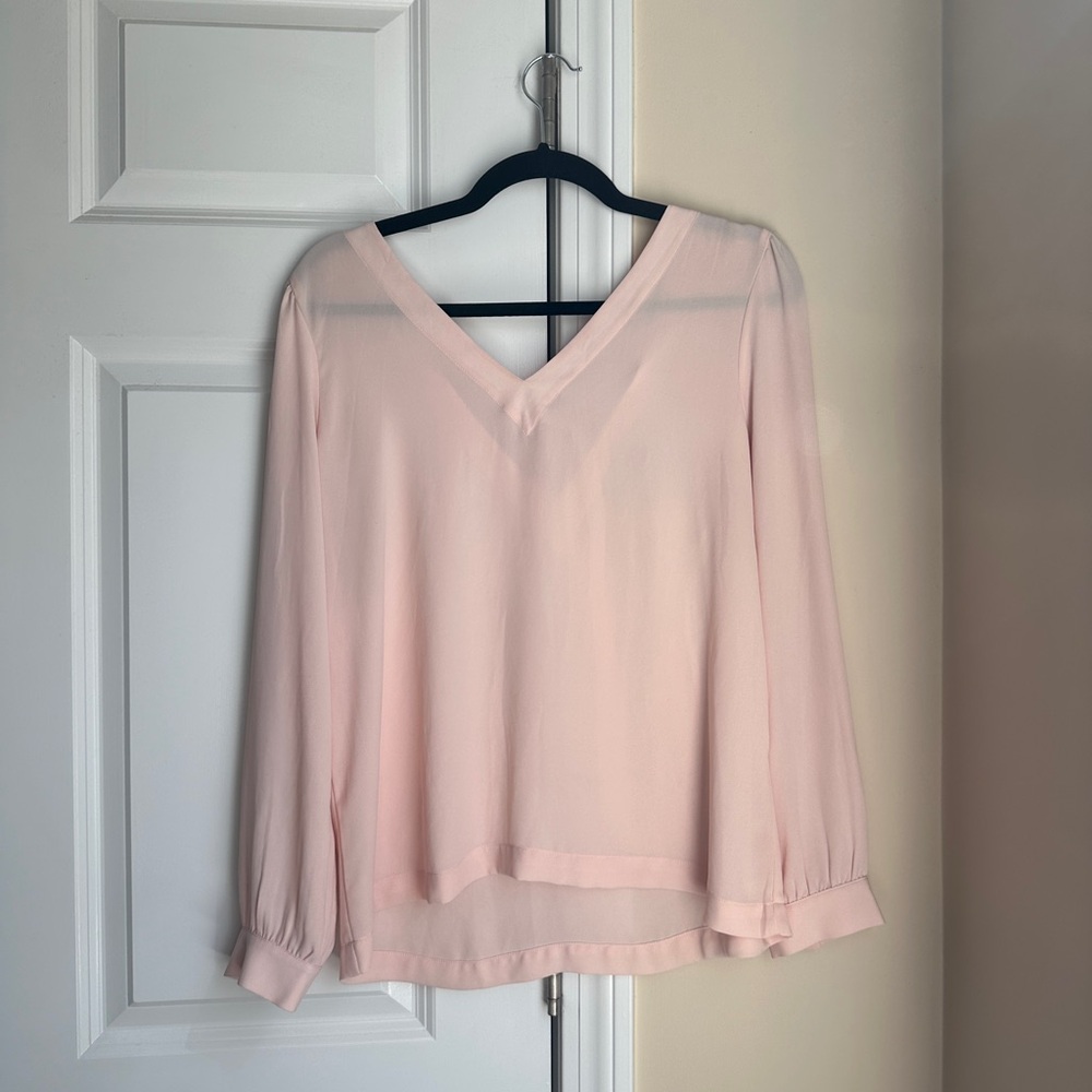 LOFT Light Pink Open Back Long Sleeve Top Size MP